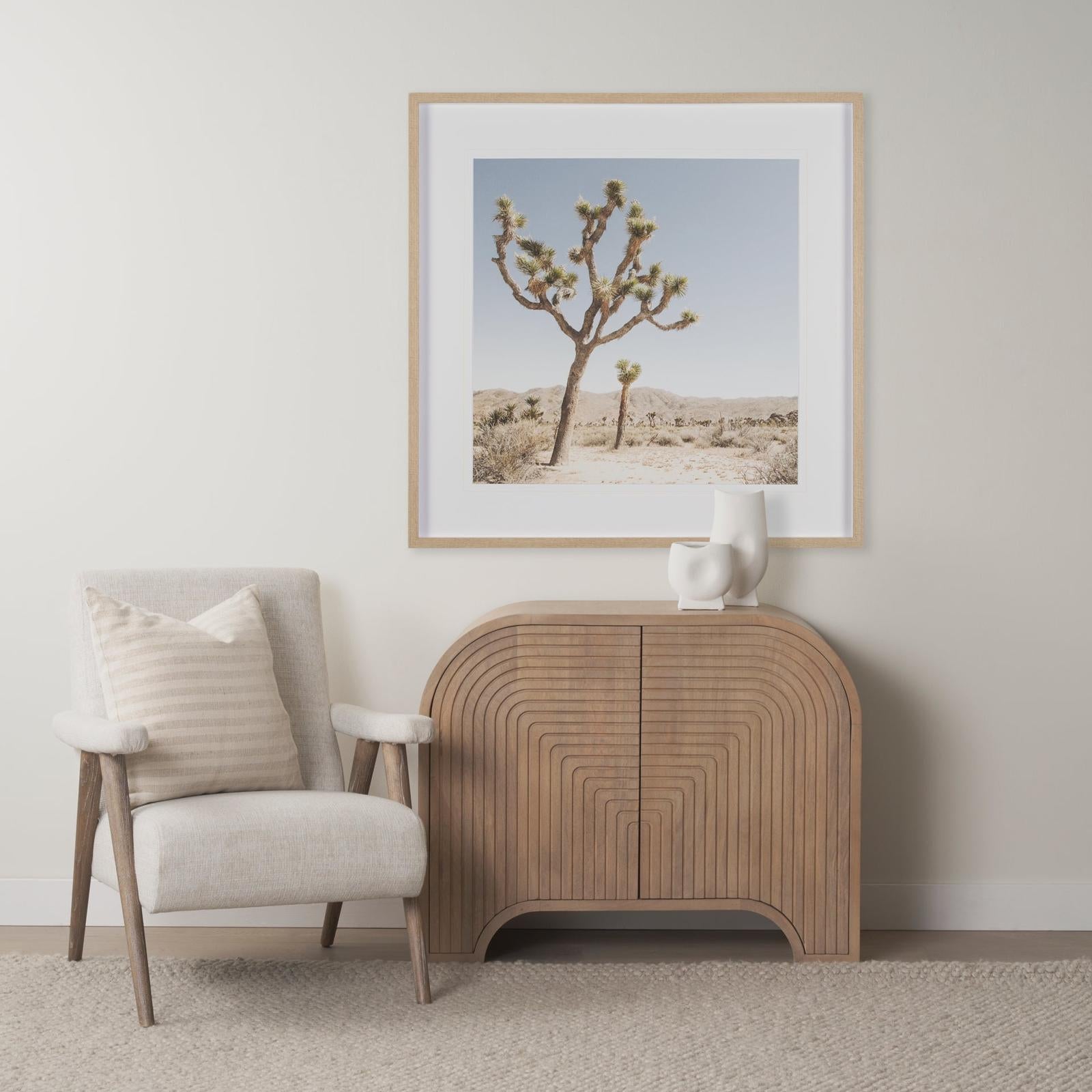 Mercana Sorina Reverse Fluted Light Brown Wood Accent Cabinet