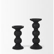 Mercana Wanda Matte Black Wood Pillar Candle Holders - Set of 2 Clearance