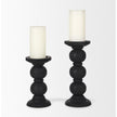 Mercana Wanda Matte Black Wood Pillar Candle Holders - Set of 2 Clearance