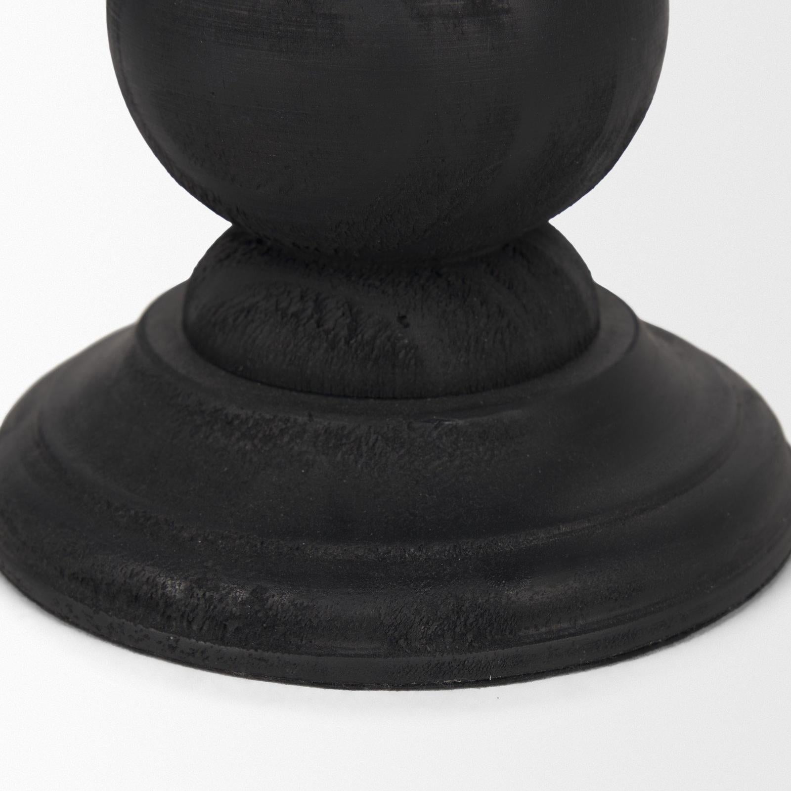 Mercana Wanda Matte Black Wood Pillar Candle Holders - Set of 2 Clearance