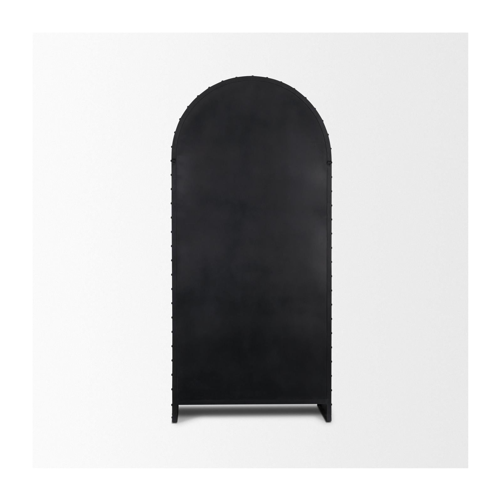 Mercana Gehry Dark Brown Metal Brown Wood and Glass Door Display Cabinet