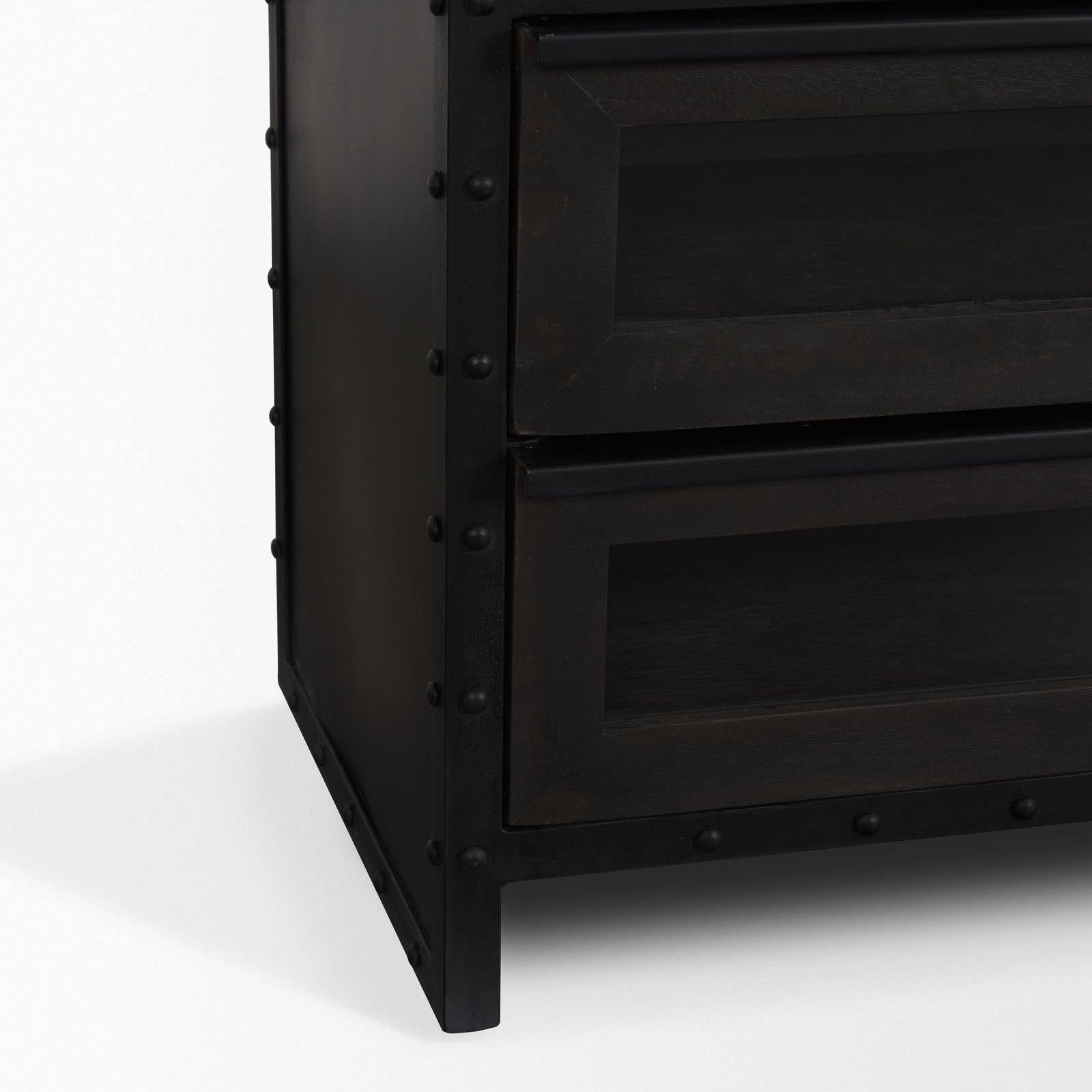 Mercana Gehry Dark Brown Metal Brown Wood and Glass Door Display Cabinet
