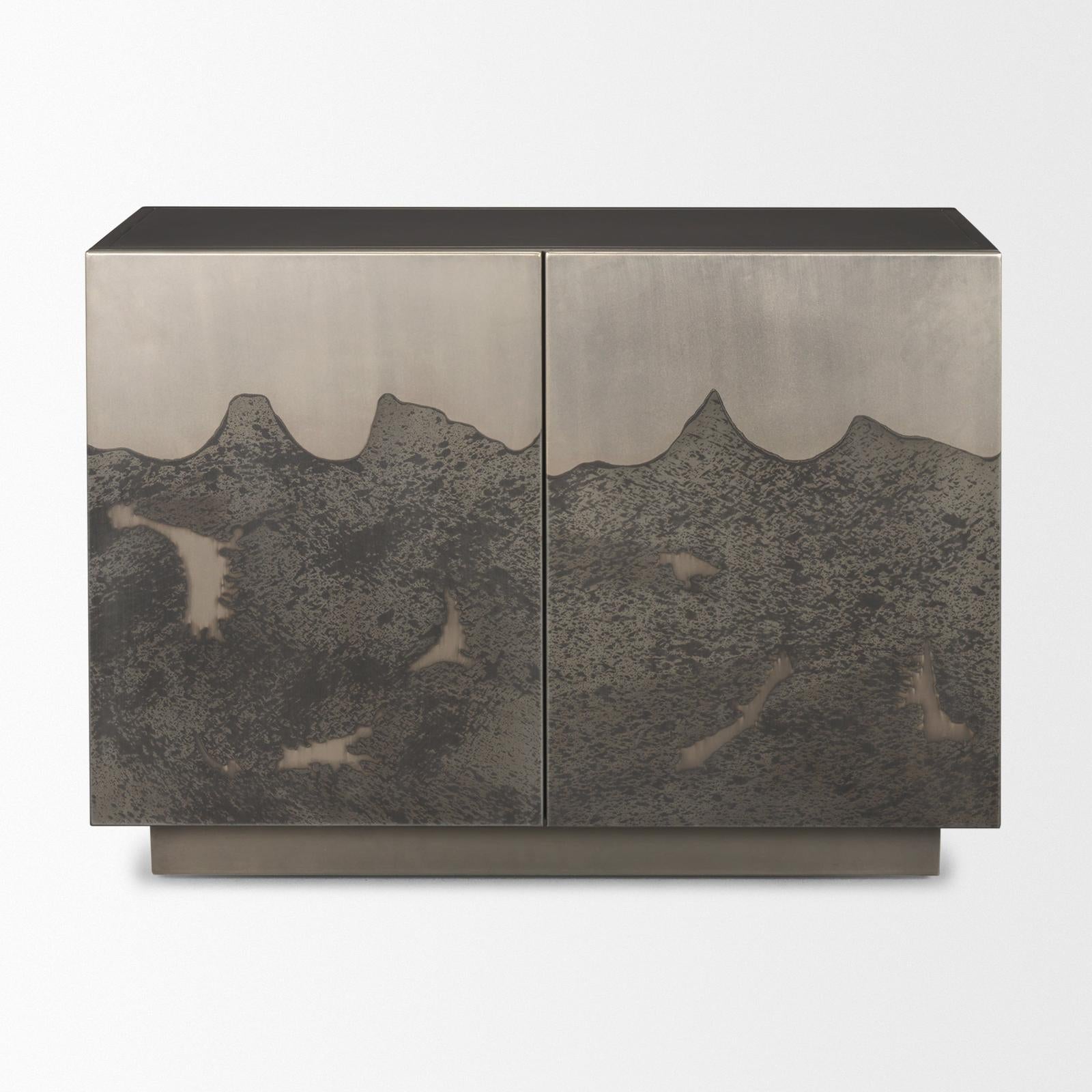Mercana Roxdale Acid Washed Iron Metal Accent Cabinet