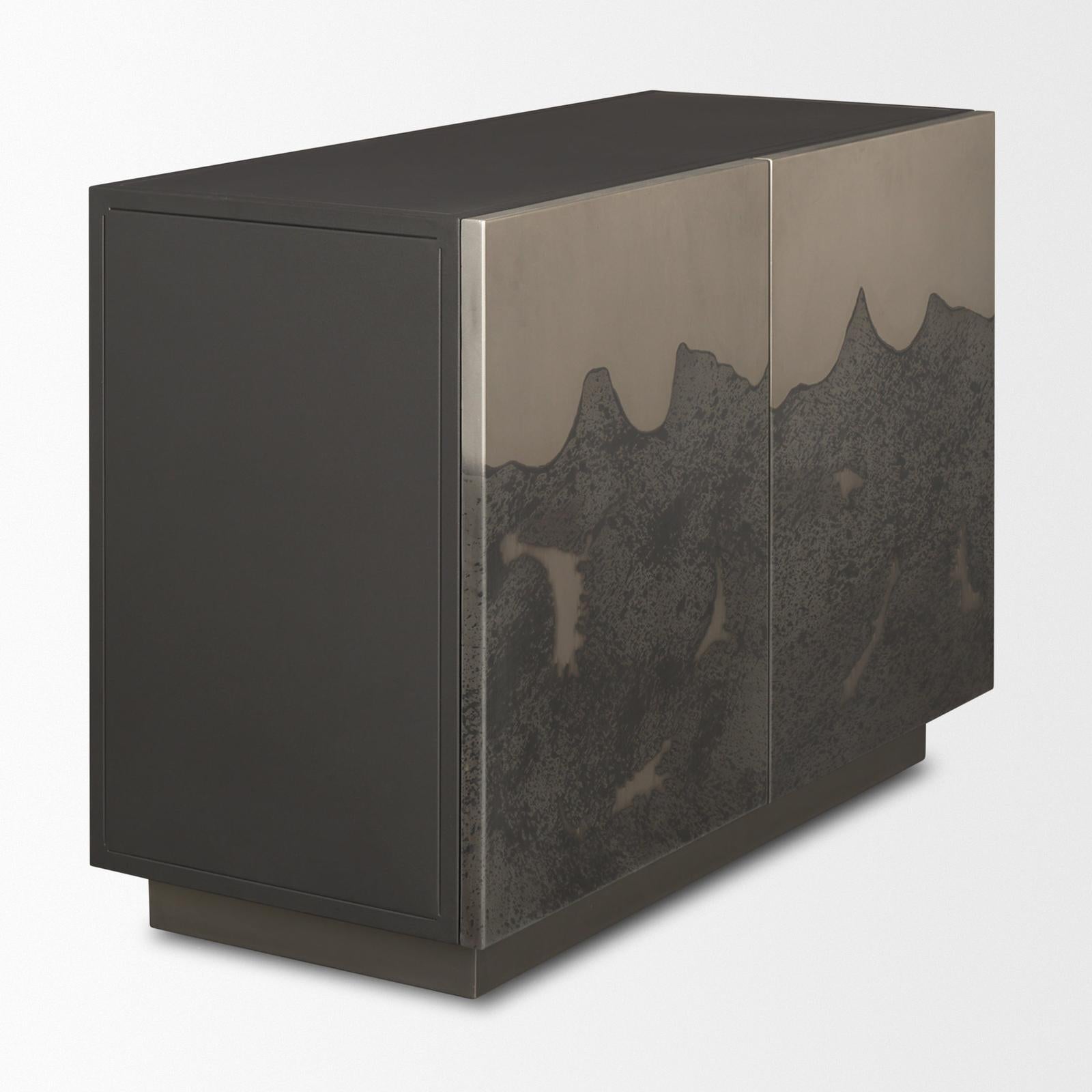 Mercana Roxdale Acid Washed Iron Metal Accent Cabinet