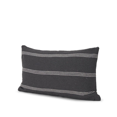 Mercana Jayme Gray and White Striped Cotton Decorative Lumbar Pillow Cover