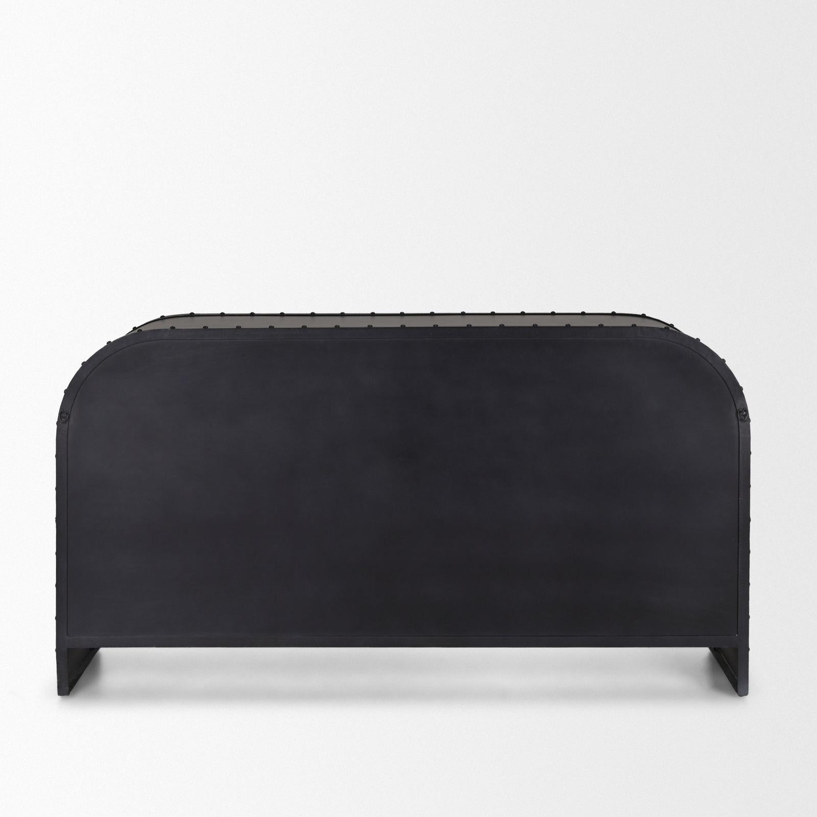 Mercana Gehry Black Metal Frame w/Wood Accent 4 Cabinet Door Two Drawer Sideboard