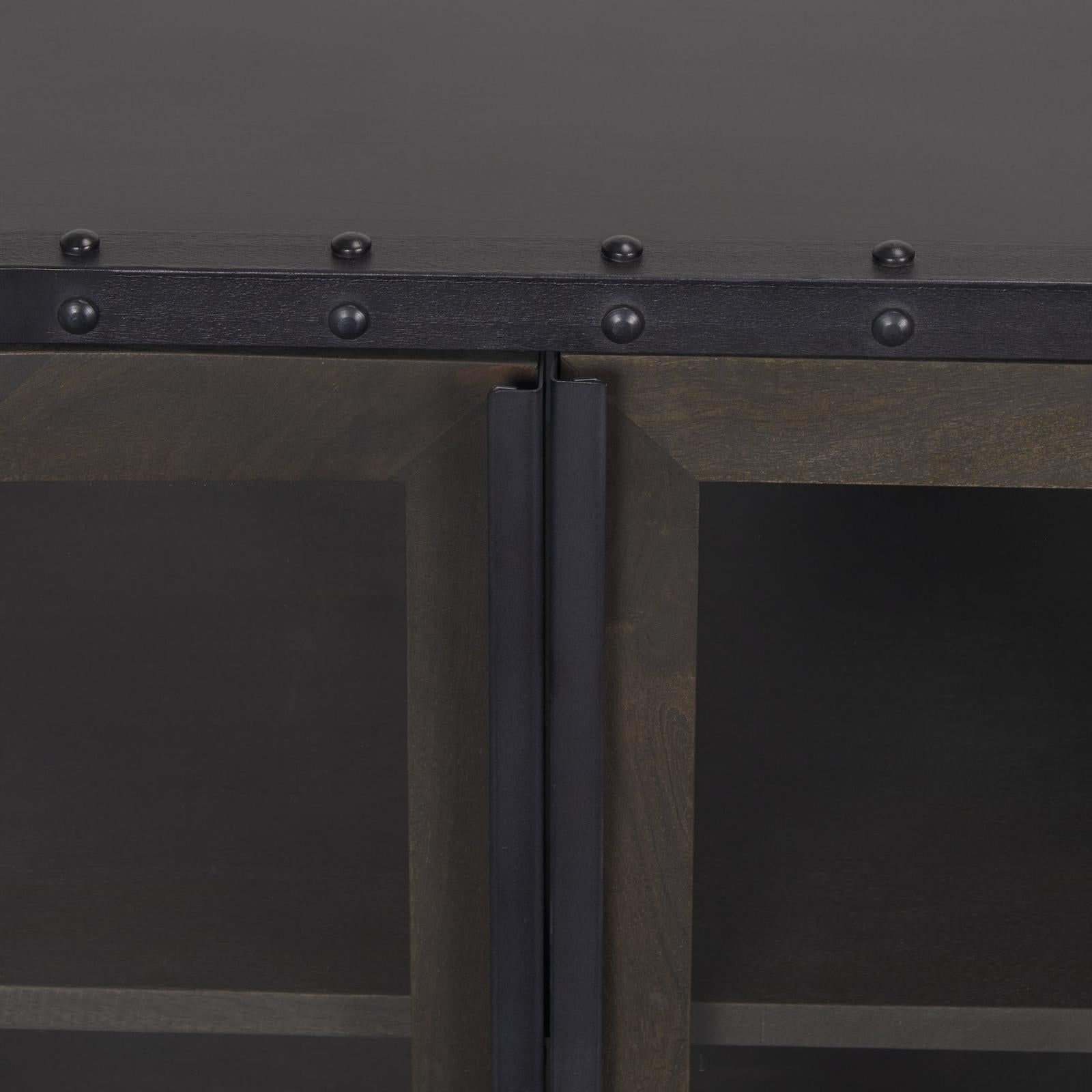 Mercana Gehry Black Metal Frame w/Wood Accent 4 Cabinet Door Two Drawer Sideboard