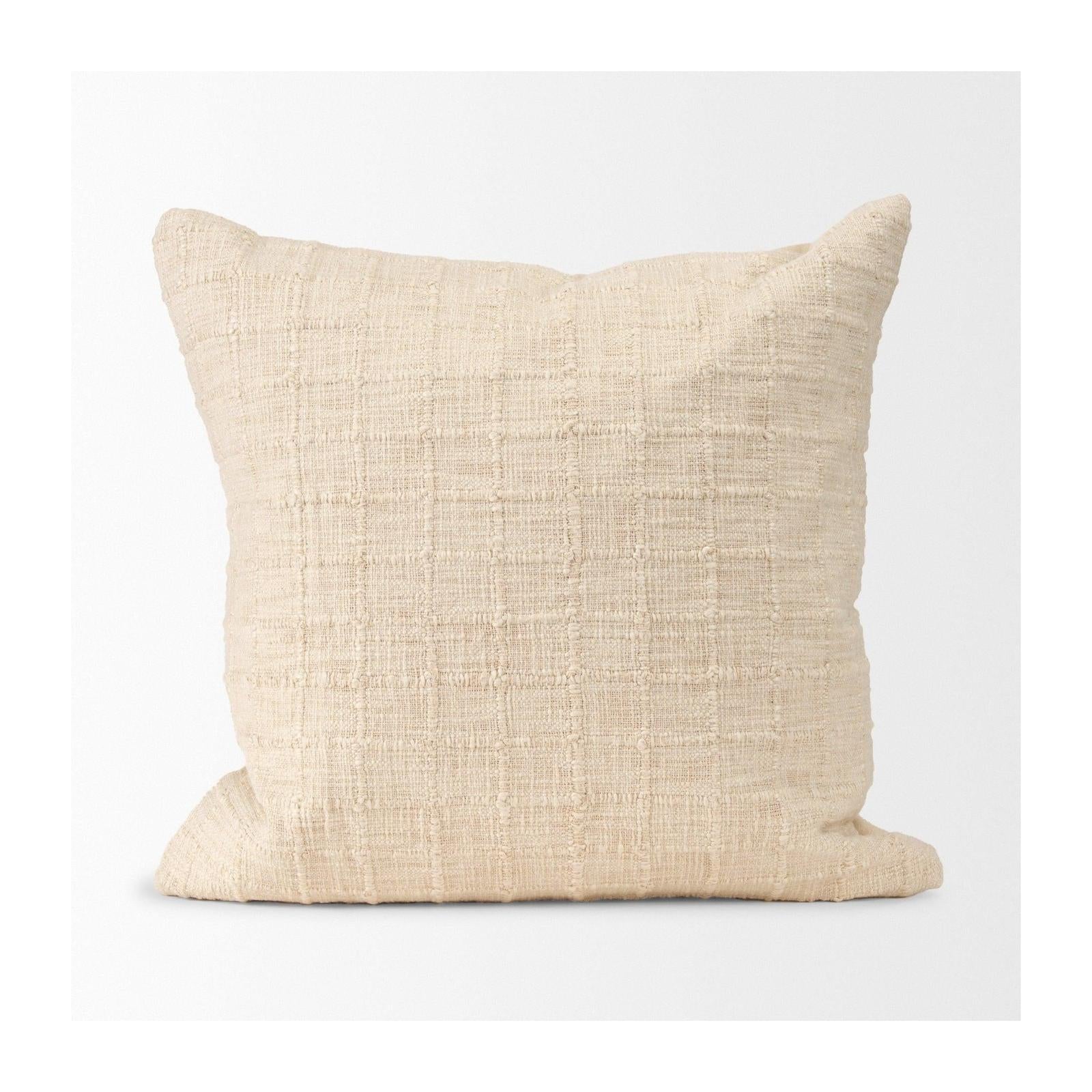 Mercana Jacory Cream Checker Textured Decorative Pillow Cover