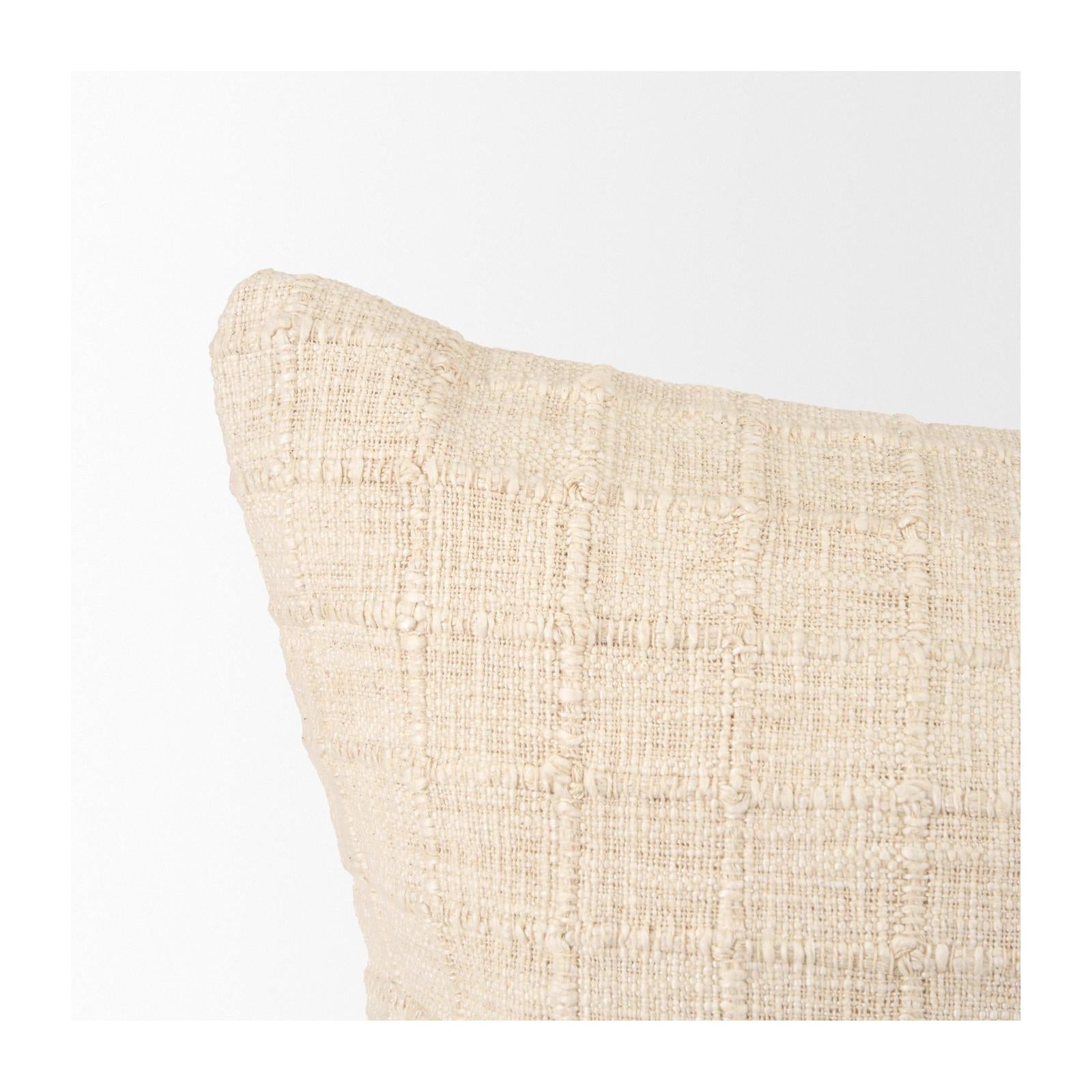 Mercana Jacory Cream Checker Textured Decorative Pillow Cover