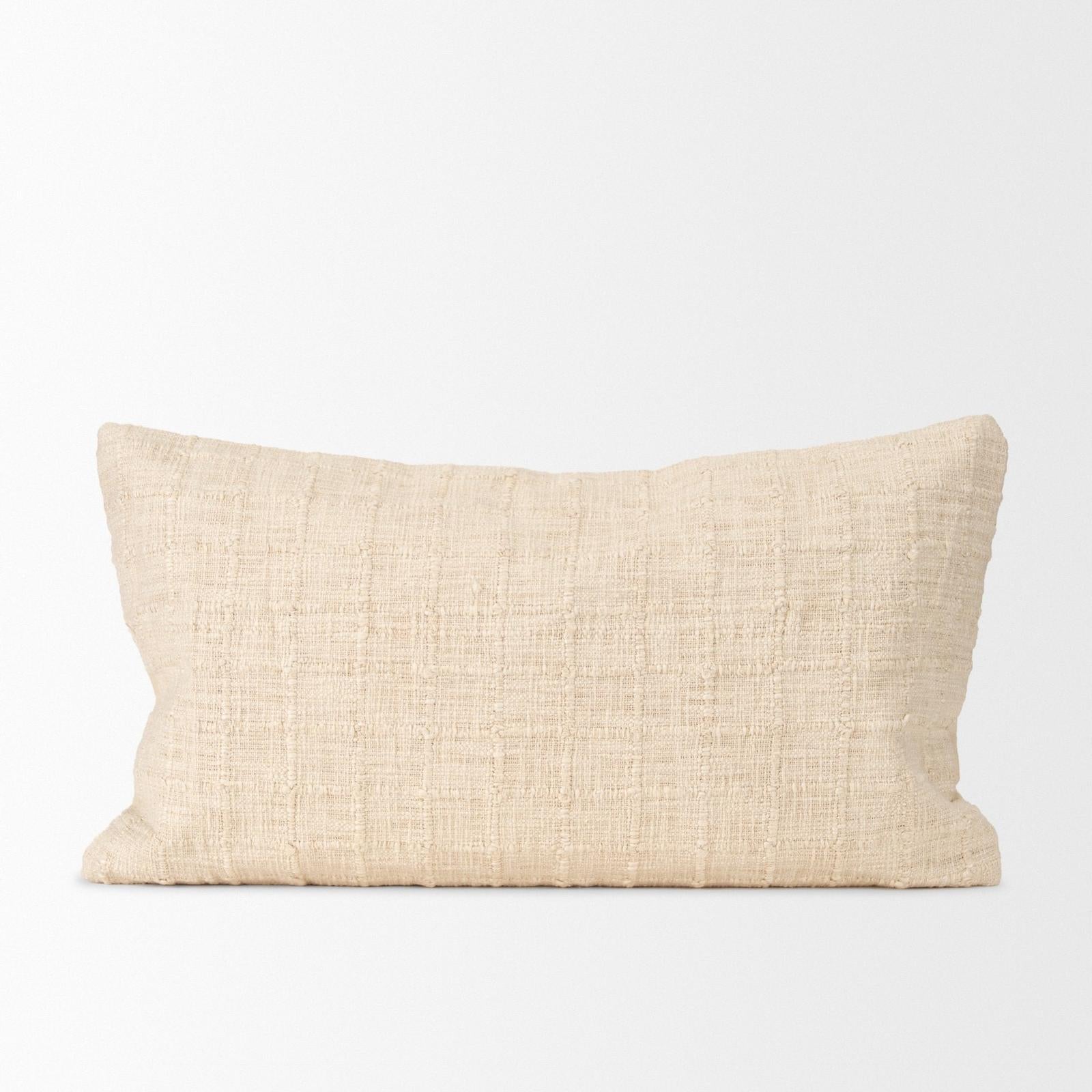 Mercana Jacory Cream Checker Textured Decorative Pillow Cover