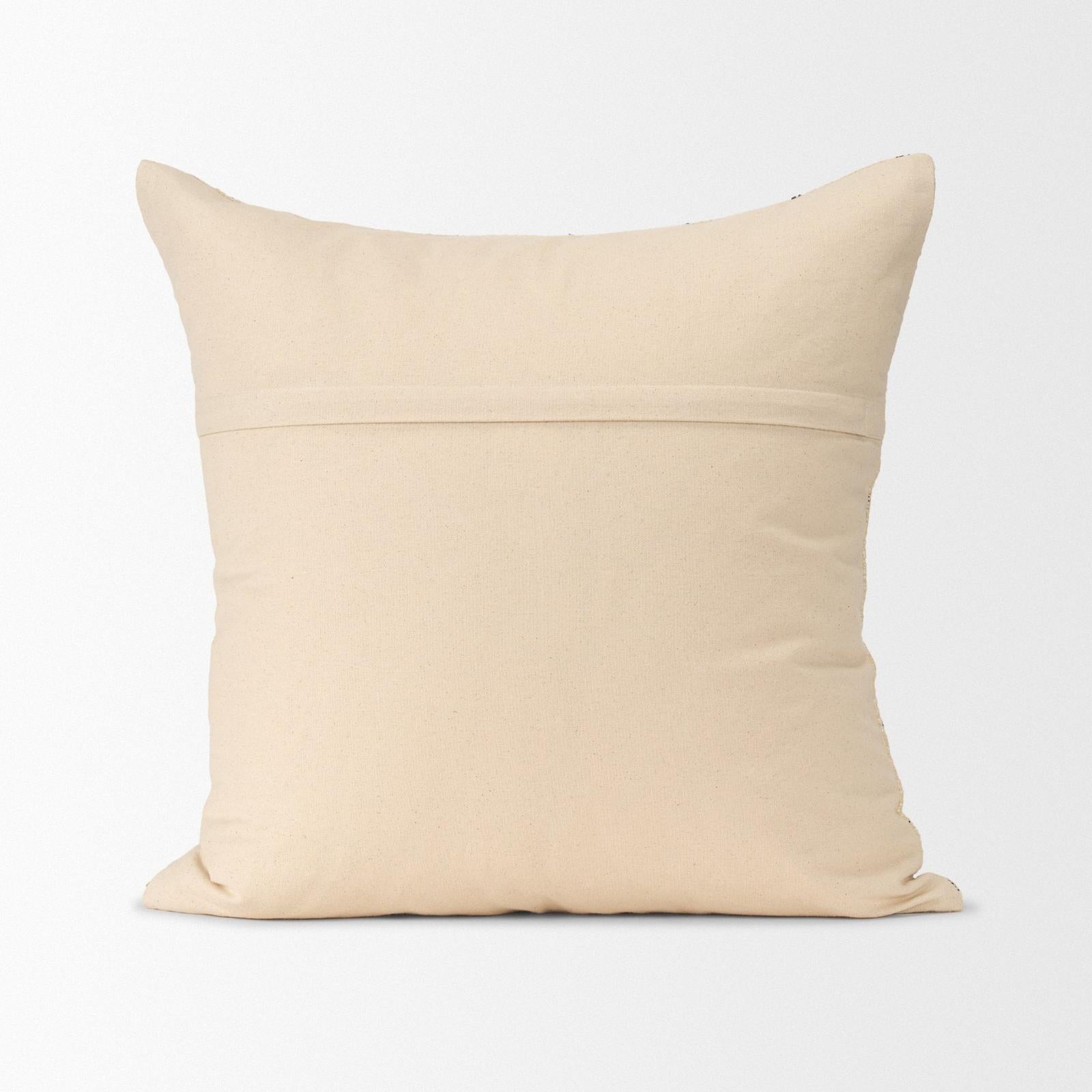 Mercana Jaela Beige and Black Striped Checkered Decorative Pillow Cover