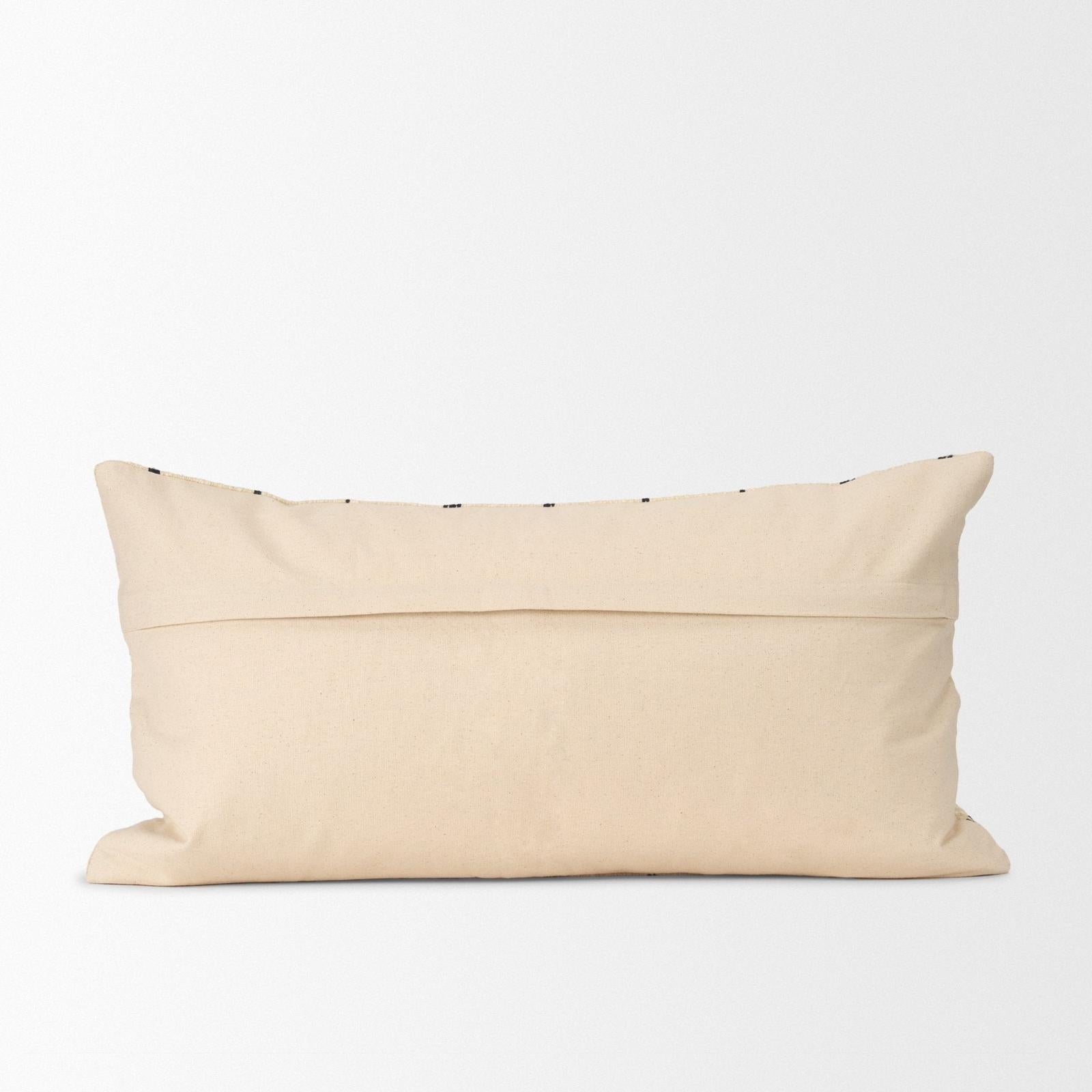 Mercana Jaela Beige and Black Striped Checkered Decorative Pillow Cover