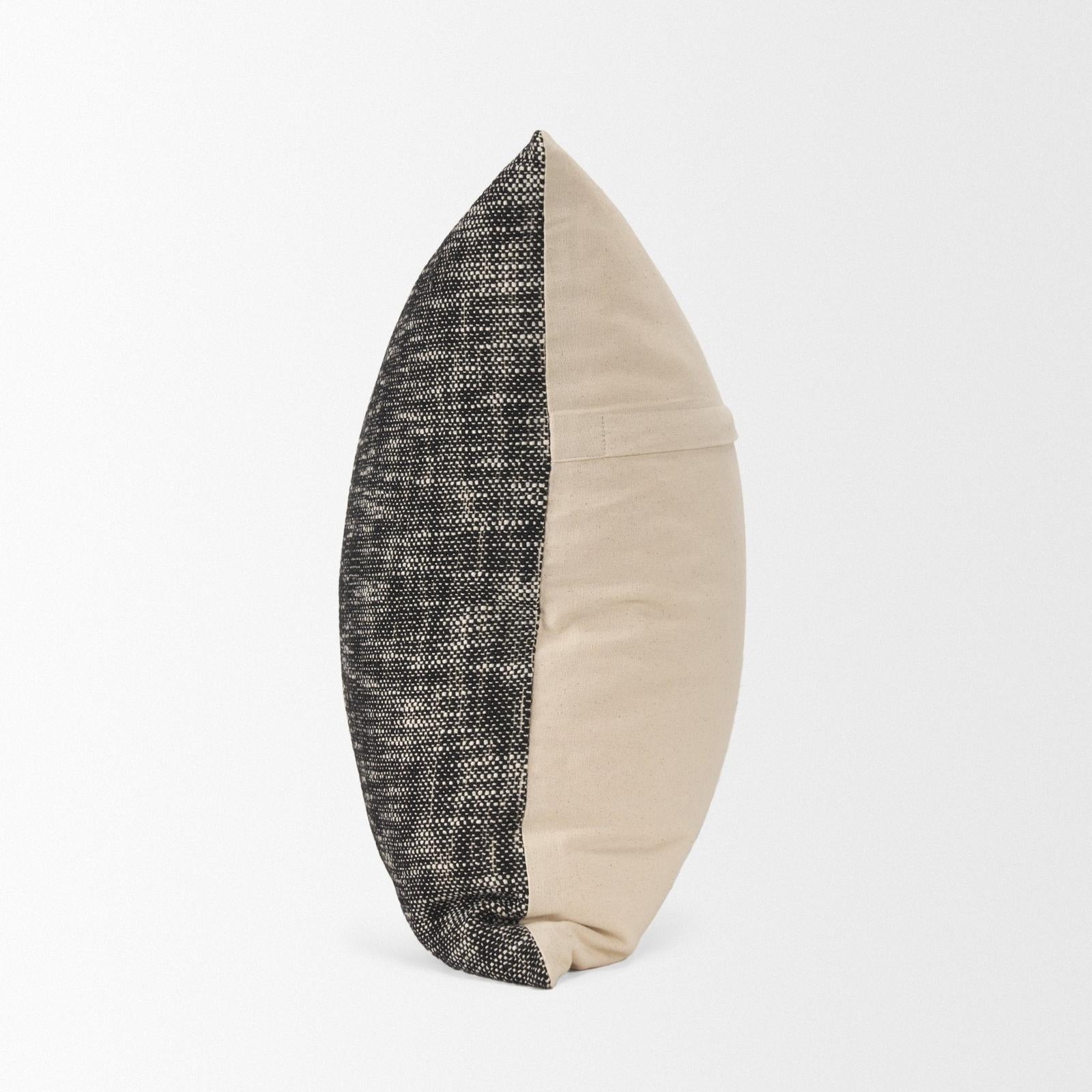 Mercana Jalia Cream and Black Cotton Decorative Lumbar Cover