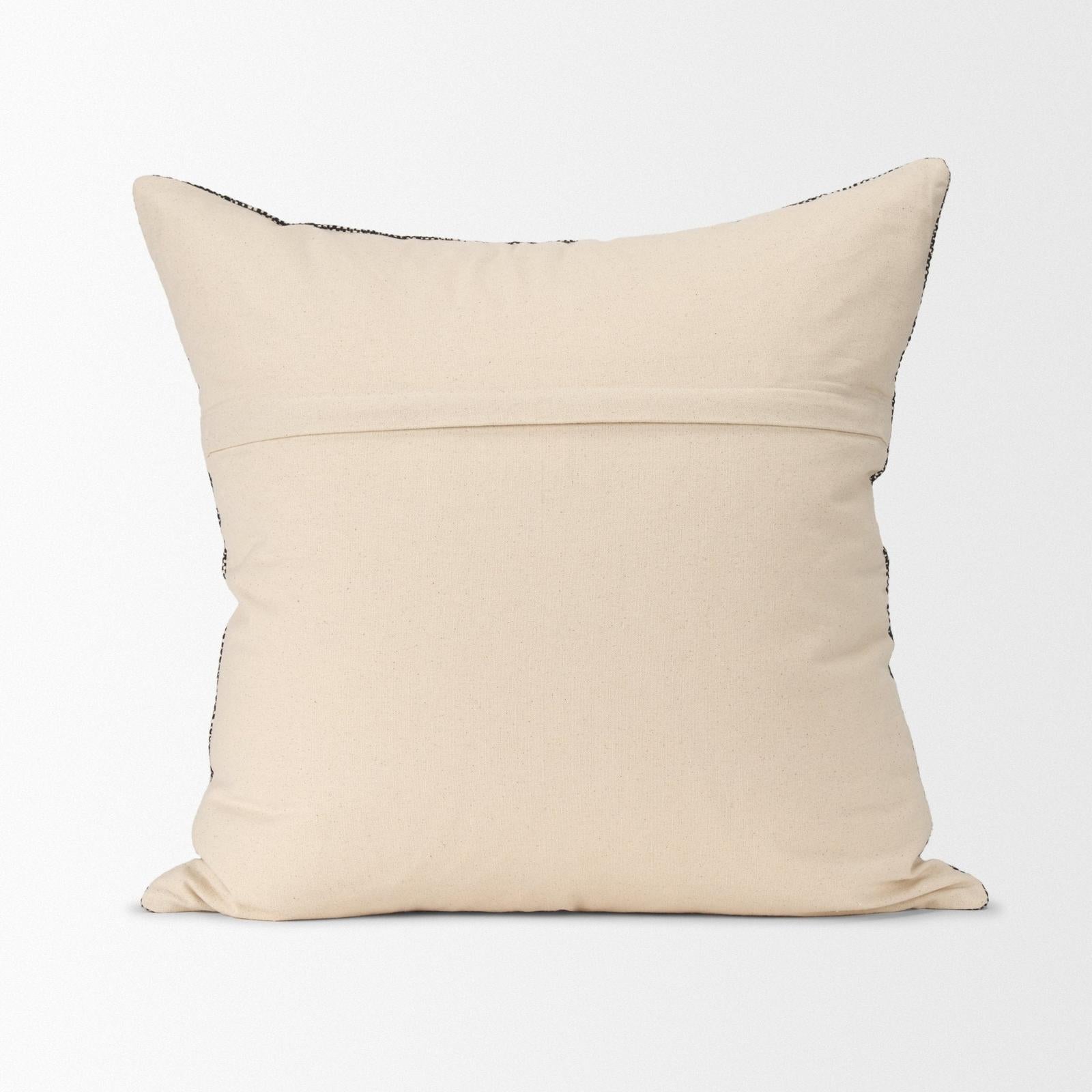 Mercana Jalia Cream and Black Cotton Decorative Lumbar Cover