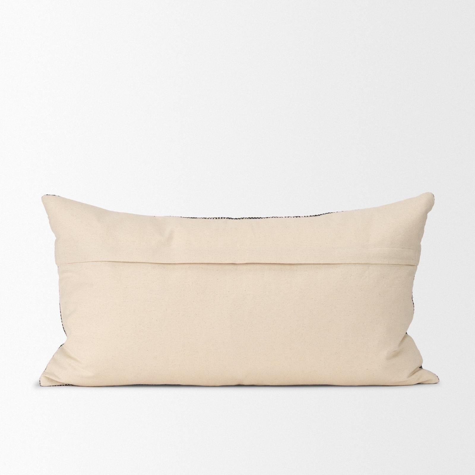 Mercana Jalia Cream and Black Cotton Decorative Lumbar Cover