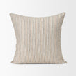 Mercana Jaxon Beige and Black Striped Cotton-Linen Decorative Square Pillow Cover