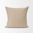Mercana Jensen Beige and Gray Plaid Cotton-Linen Decorative Square Pillow Cover