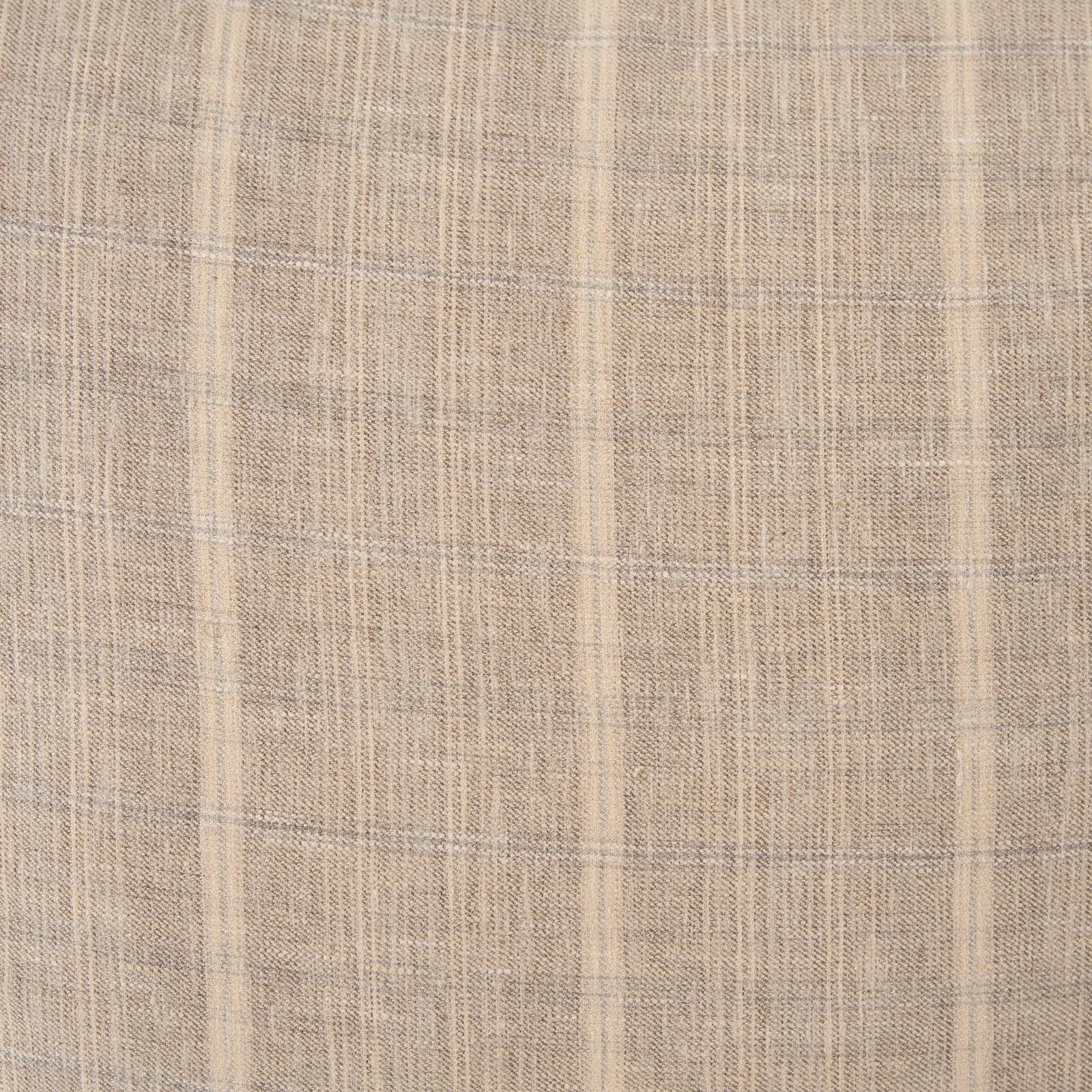 Mercana Jensen Beige and Gray Plaid Cotton-Linen Decorative Square Pillow Cover