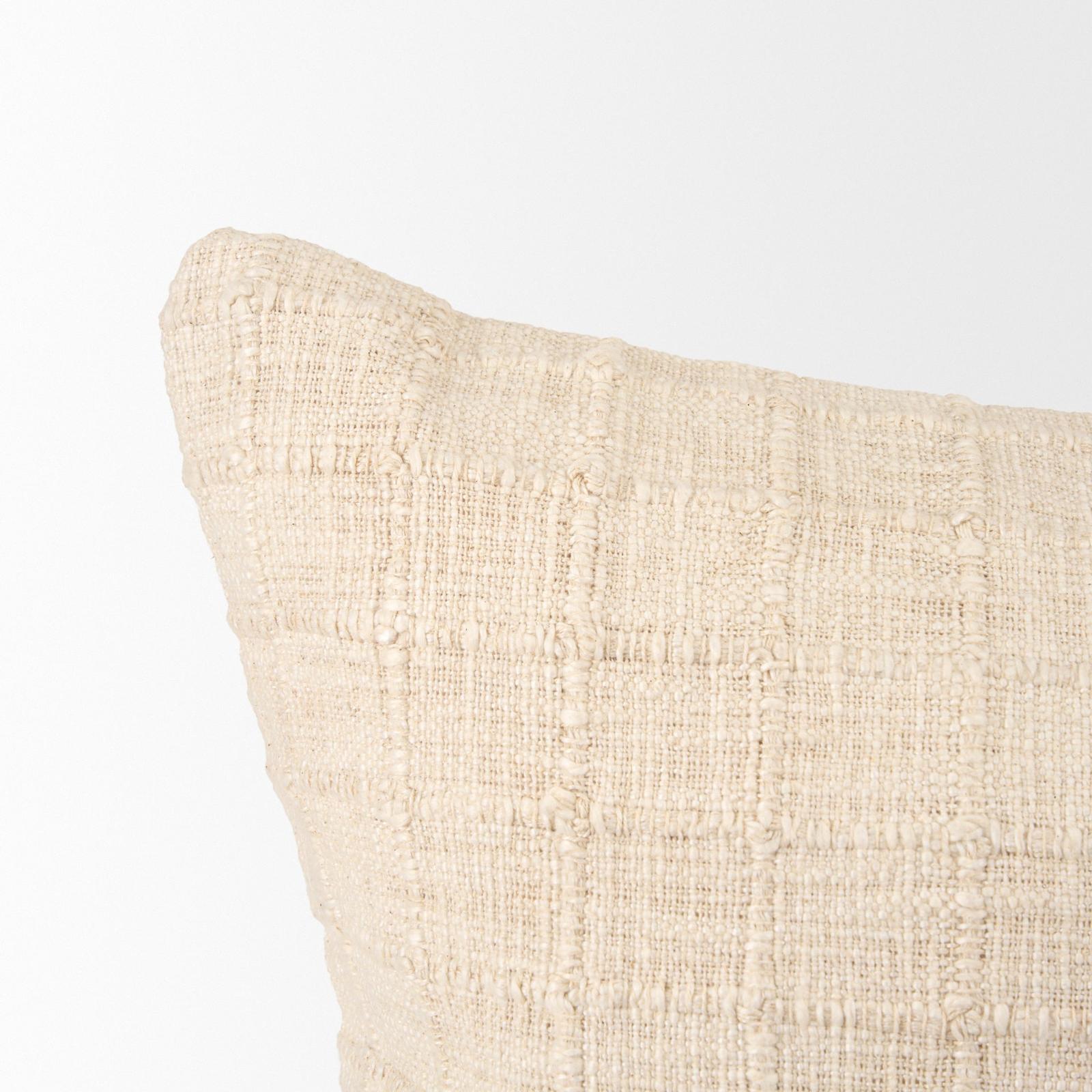 Mercana Jacory Cream Checker Textured Decorative Pillow Cover