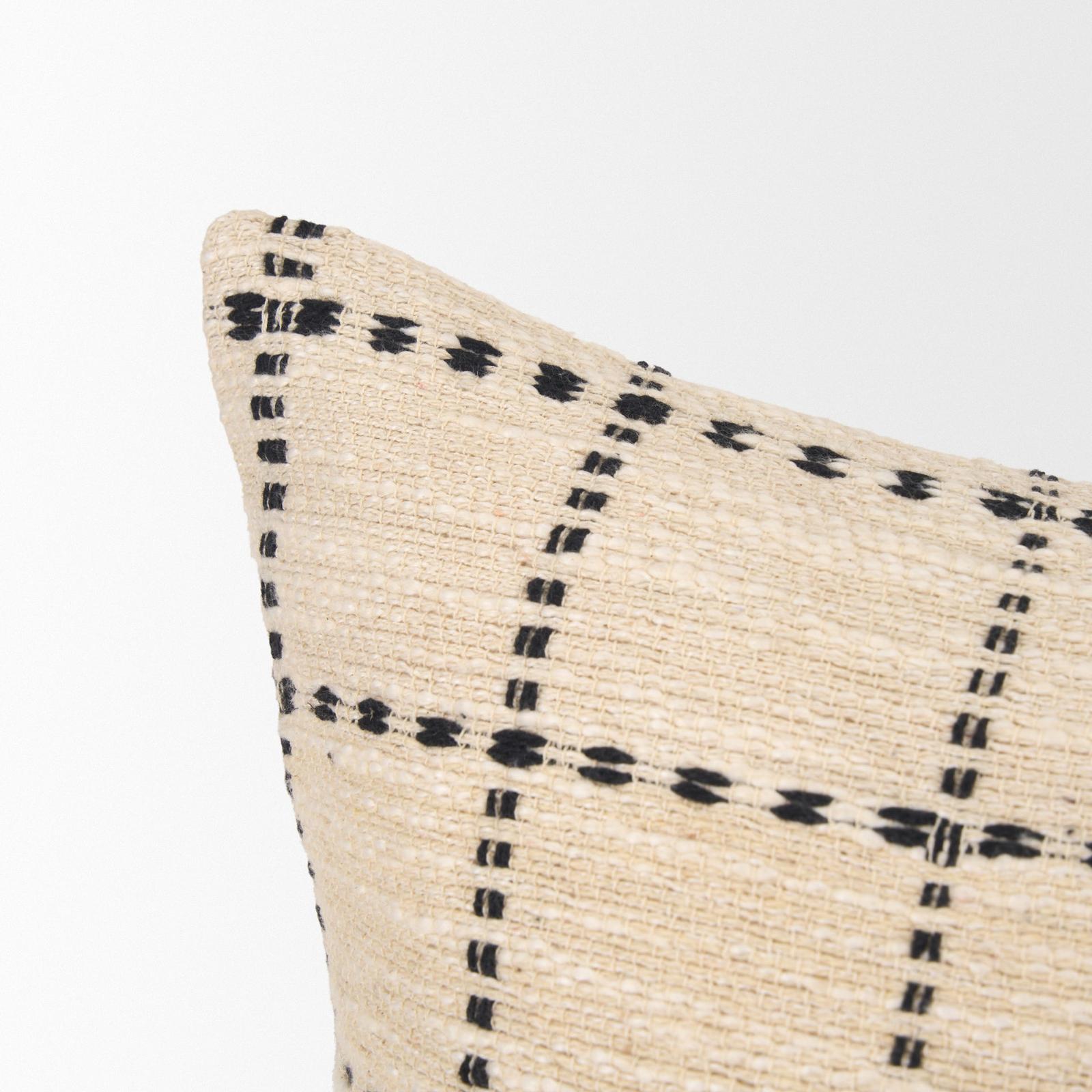Mercana Jaela Beige and Black Striped Checkered Decorative Pillow Cover