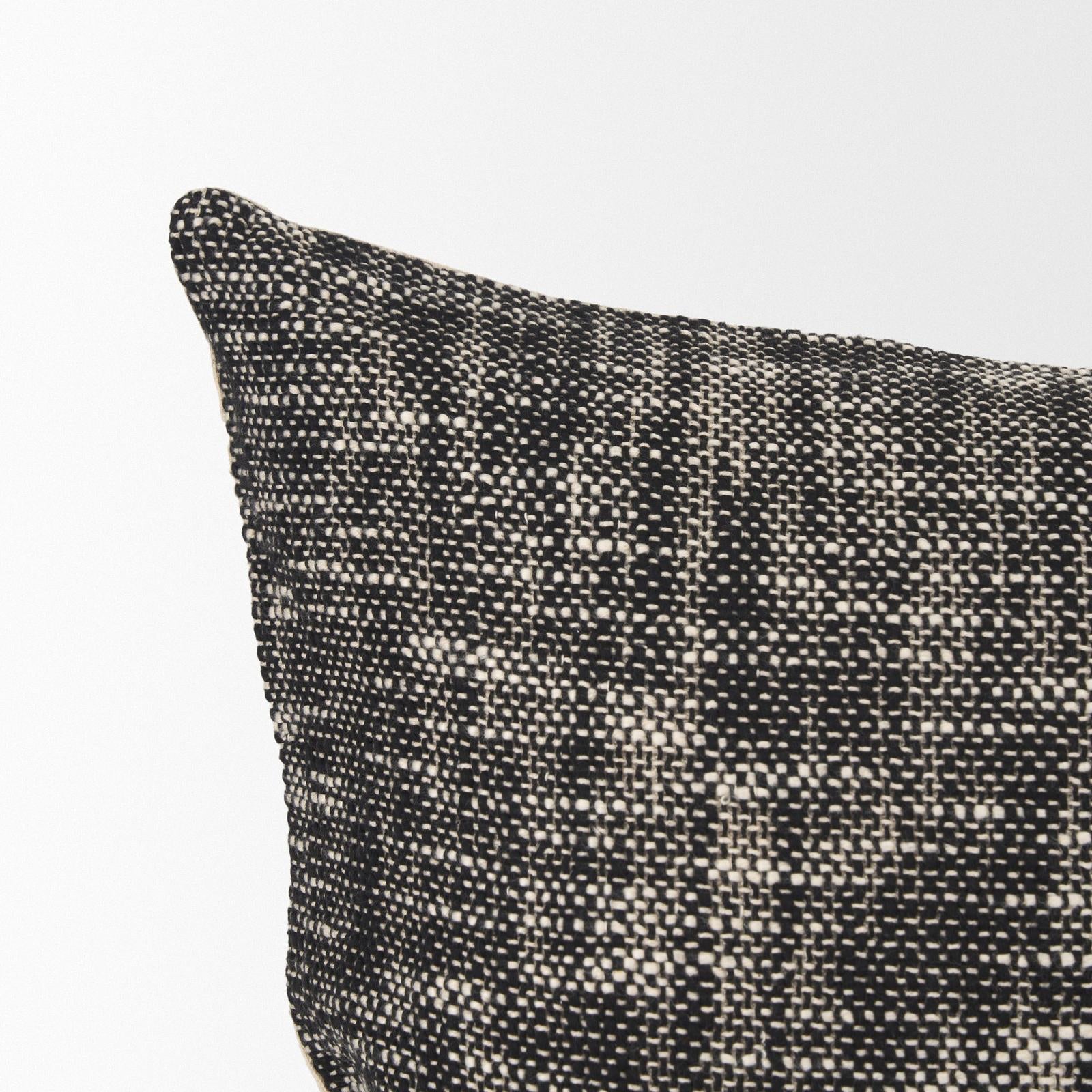 Mercana Jalia Cream and Black Cotton Decorative Lumbar Cover