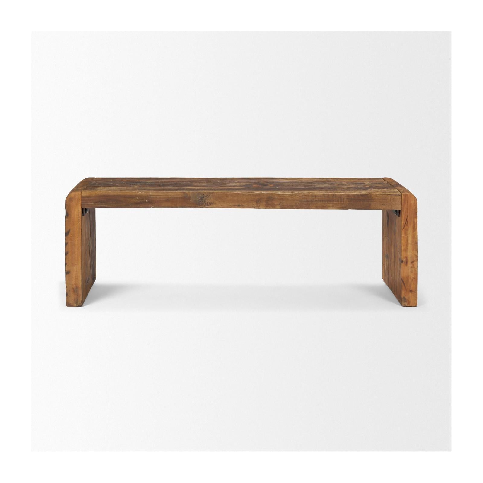 Mercana Estelle Rustic Brown Reclaimed Wood Bench TOP