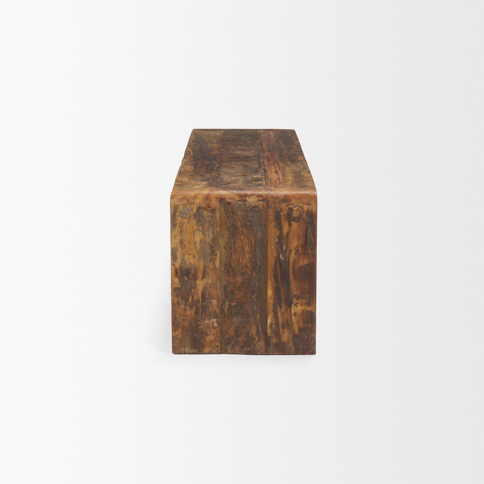 Mercana Estelle Rustic Brown Reclaimed Wood Bench TOP