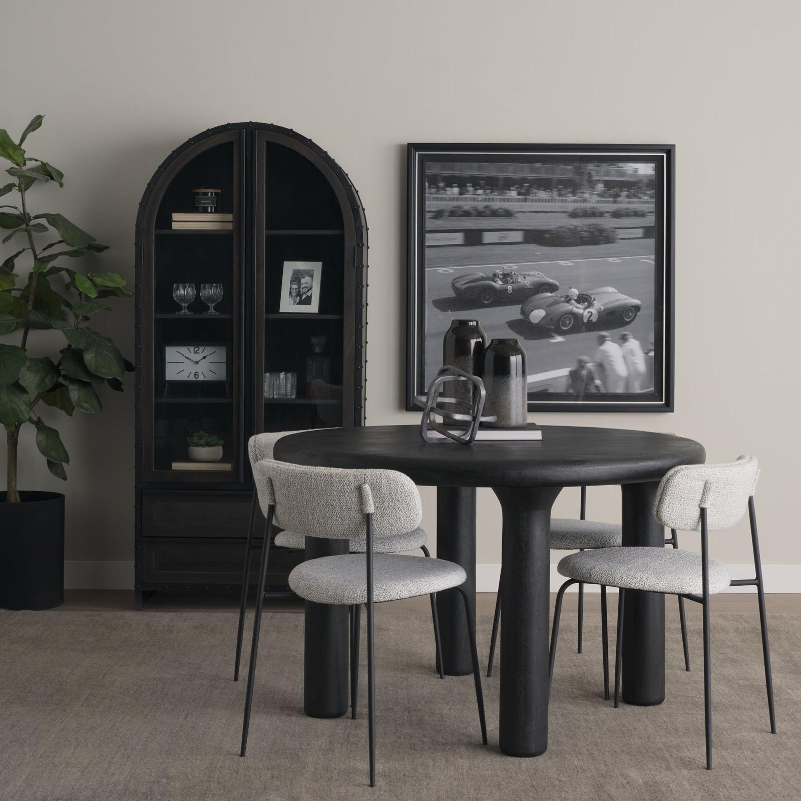 Mercana Gehry Dark Brown Metal Brown Wood and Glass Door Display Cabinet