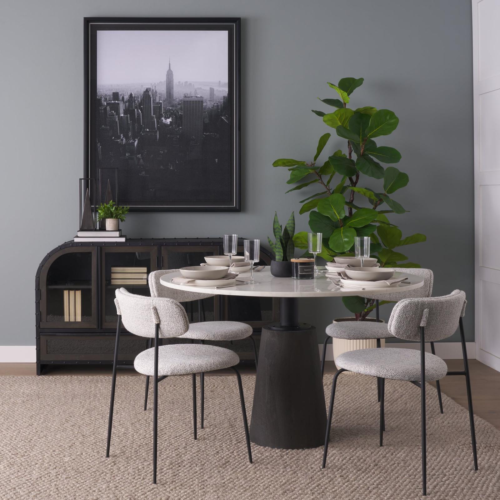 Mercana Casey Matte Black Metal w/ Gray Fabric Dining Chair Clearance