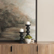 Mercana Wanda Matte Black Wood Pillar Candle Holders - Set of 2 Clearance