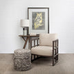 Mercana Skylar Fabric Covered Cushioned Demi-Lune Wooden Frame Accent Chair