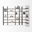Mercana Turner Curved Wood and Black Iron Six Shelving Unit