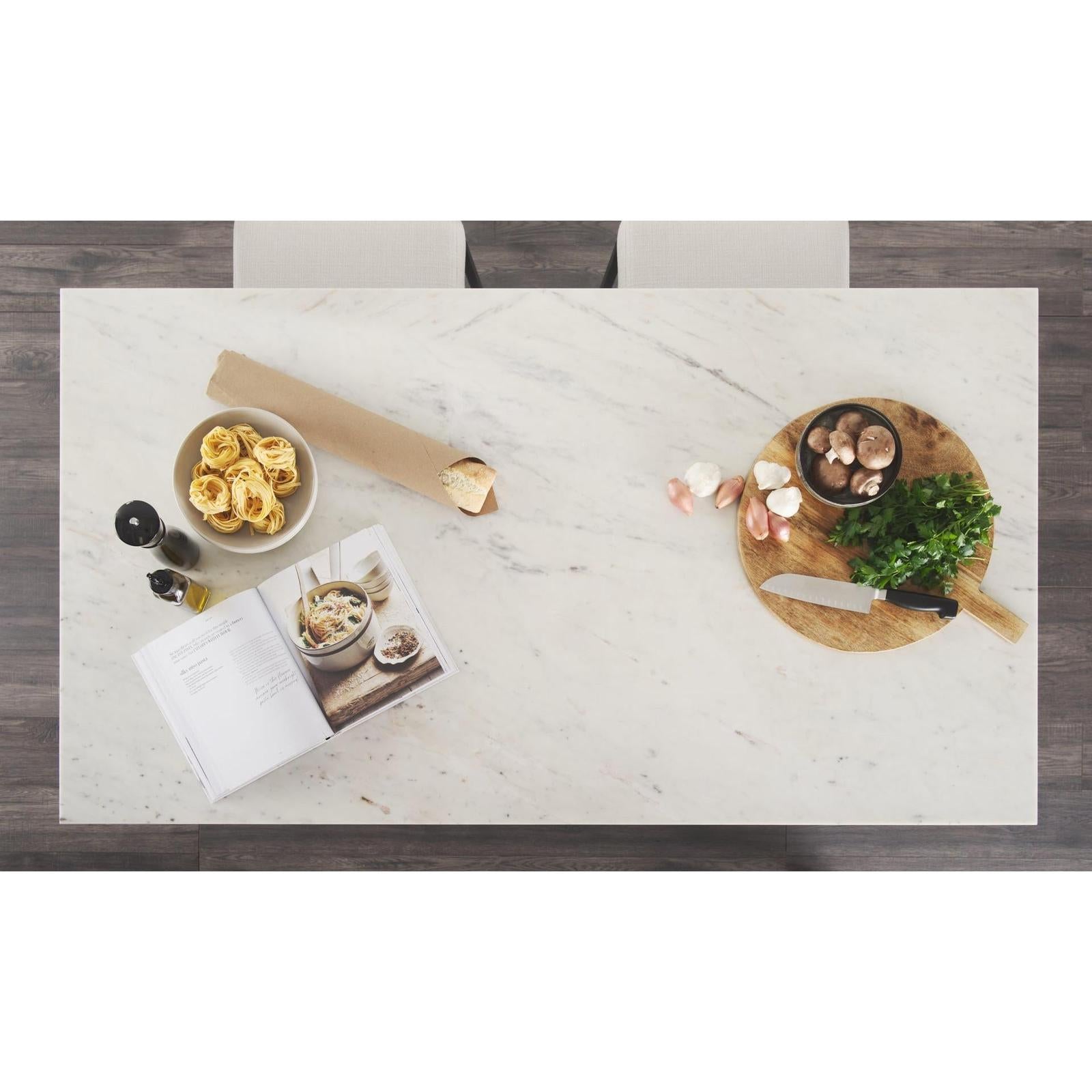 Mercana Amika White Marble Top Black Metal Base Kitchen Island