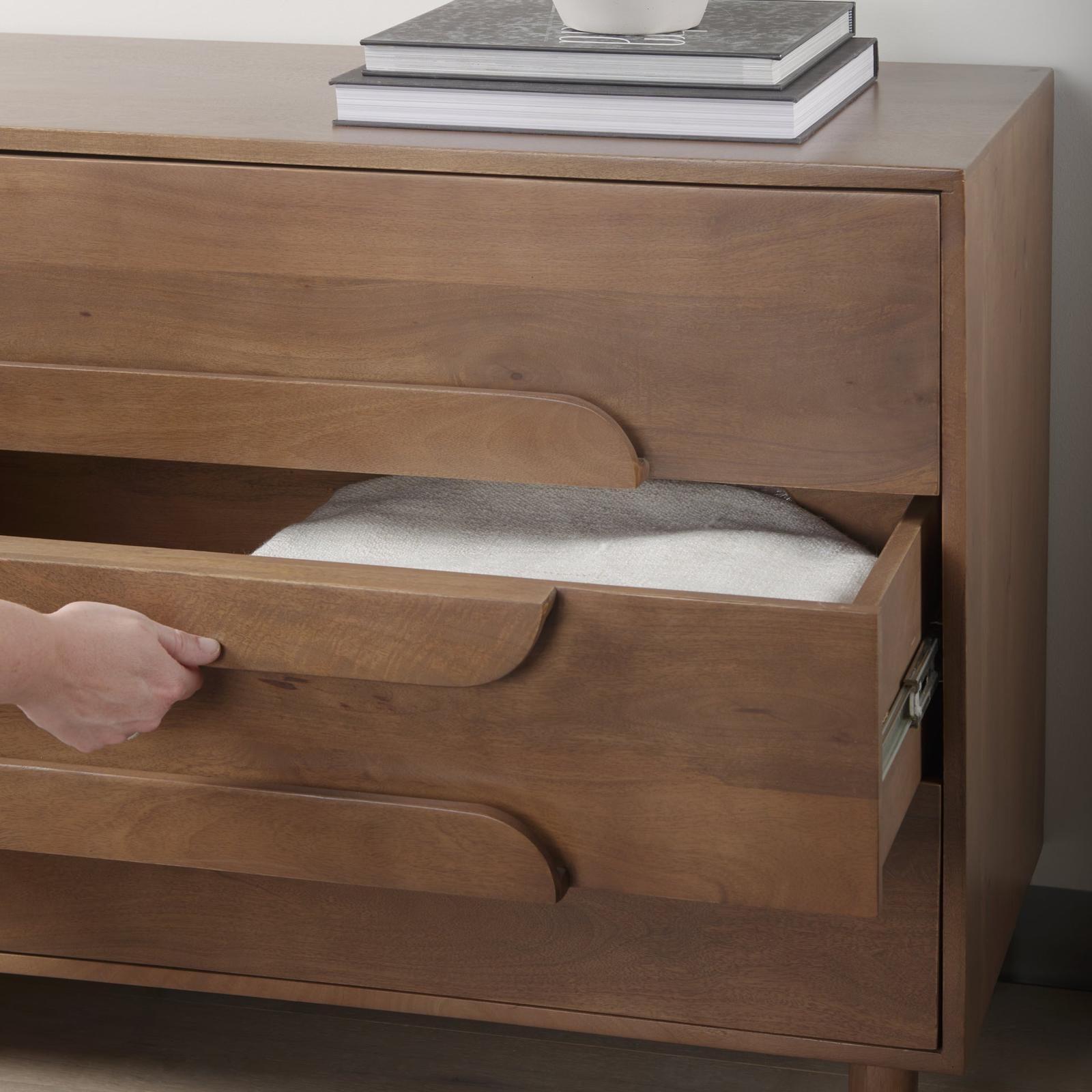Mercana Astrid Medium Brown Solid Wood 3 Drawer Cabinet