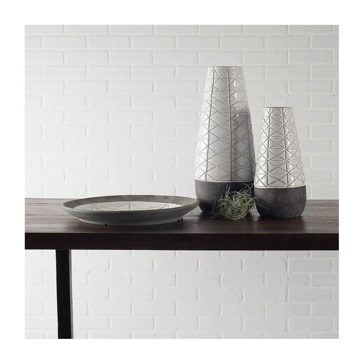 Mercana Harrier Large Gray Ceramic Dark Base White Vase Clearance