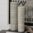 Mercana Uhura Cream Black Patterned Cylindrical Vase Clearance