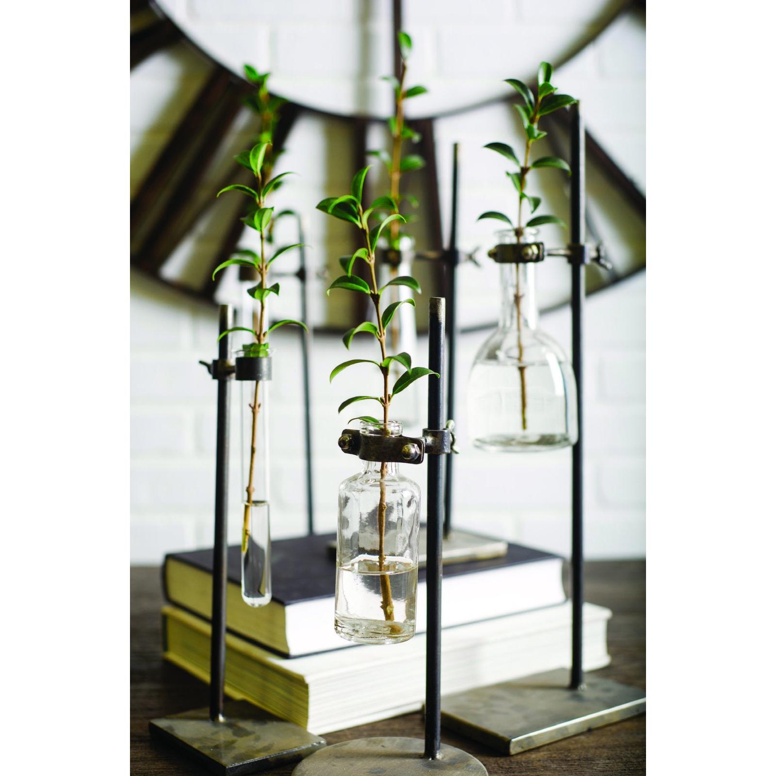 Mercana Jarvis Dark Brown Metal and Glass Chemistry Inspired Bottles-Setof 5