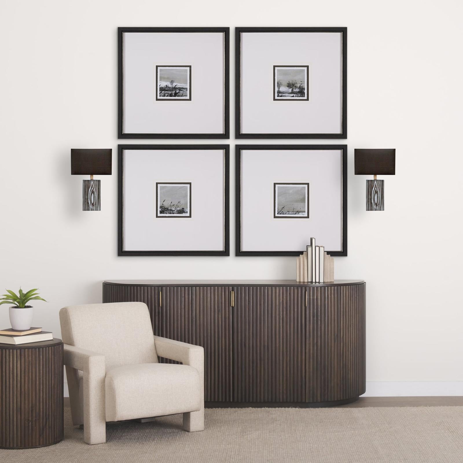 Mercana Maravilla Black/White Pattered Base Black Fabric Shade Wall Sconce Clearance