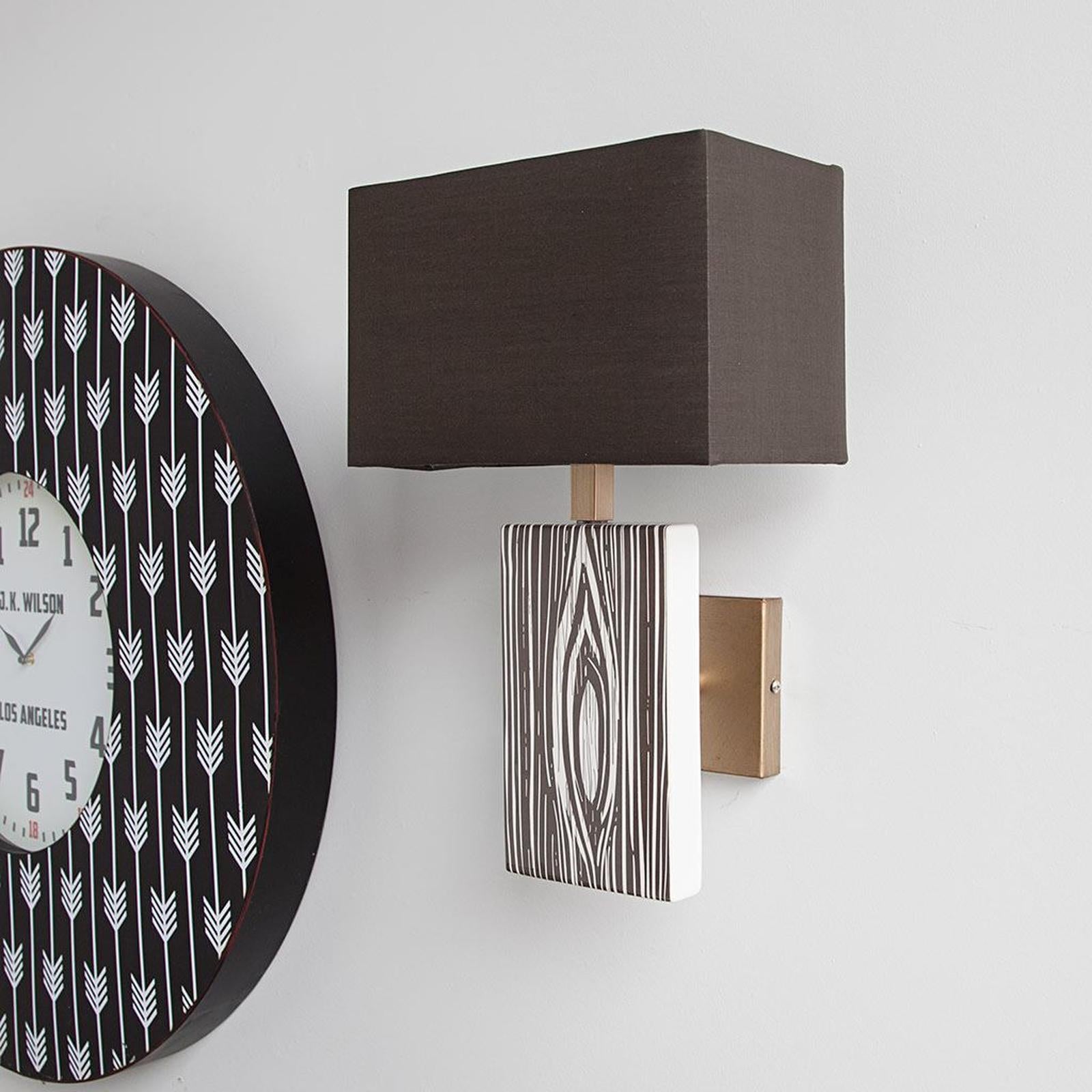 Mercana Maravilla Black/White Pattered Base Black Fabric Shade Wall Sconce Clearance