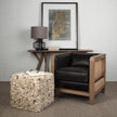 Mercana Clark Bronze Barrel Metal Base Beige Linen Shade Table Lamp Clearance