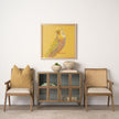 Mercana Donna Wood Cane-Back w/ Beige Upholstered Seat Dining Chair Clearance