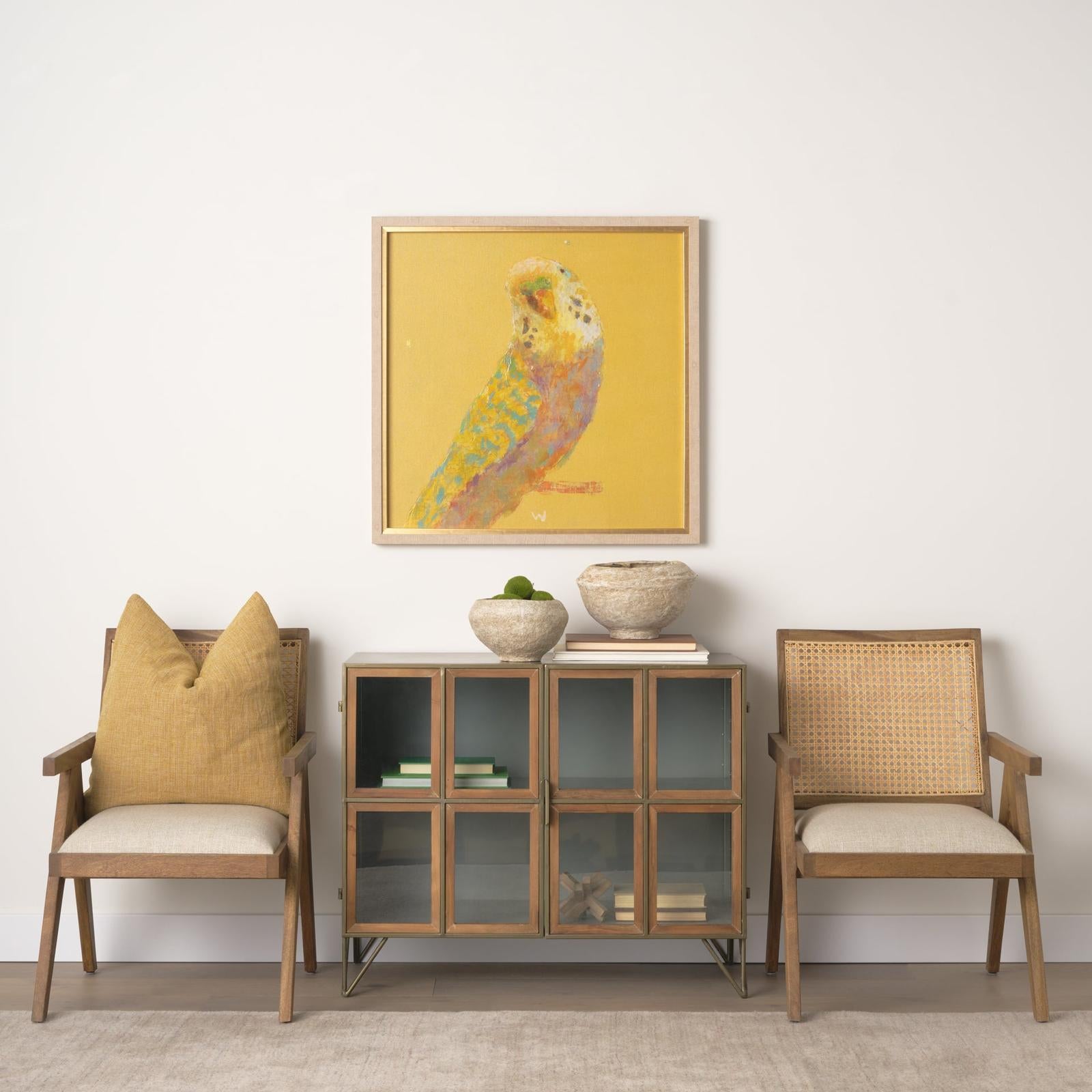 Mercana Donna Wood Cane-Back w/ Beige Upholstered Seat Dining Chair Clearance