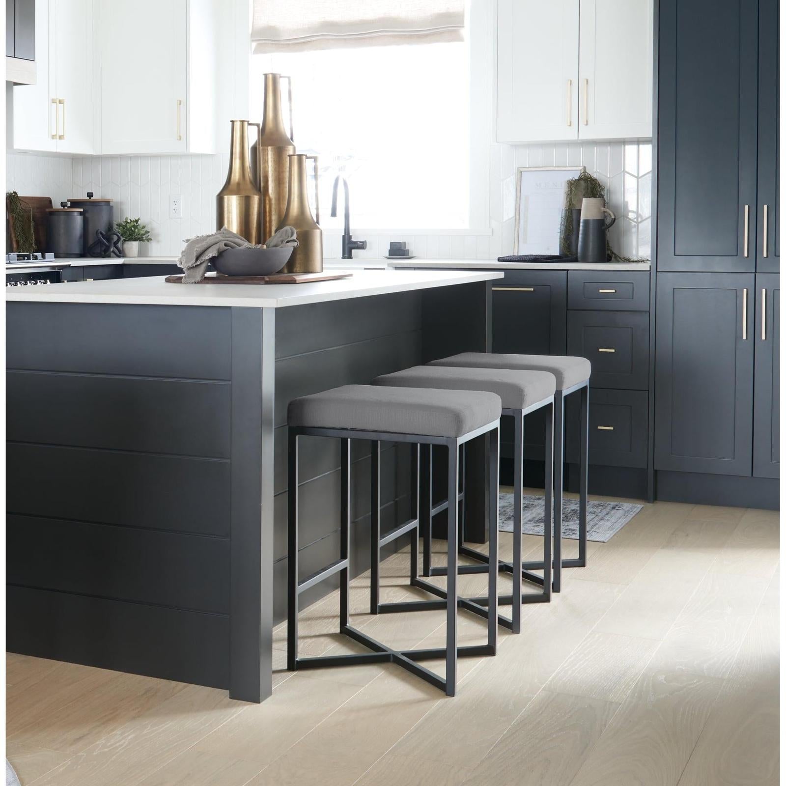 Mercana Frodo Gray Fabric Seat W/Black Iron Frame Counter Stool Clearance