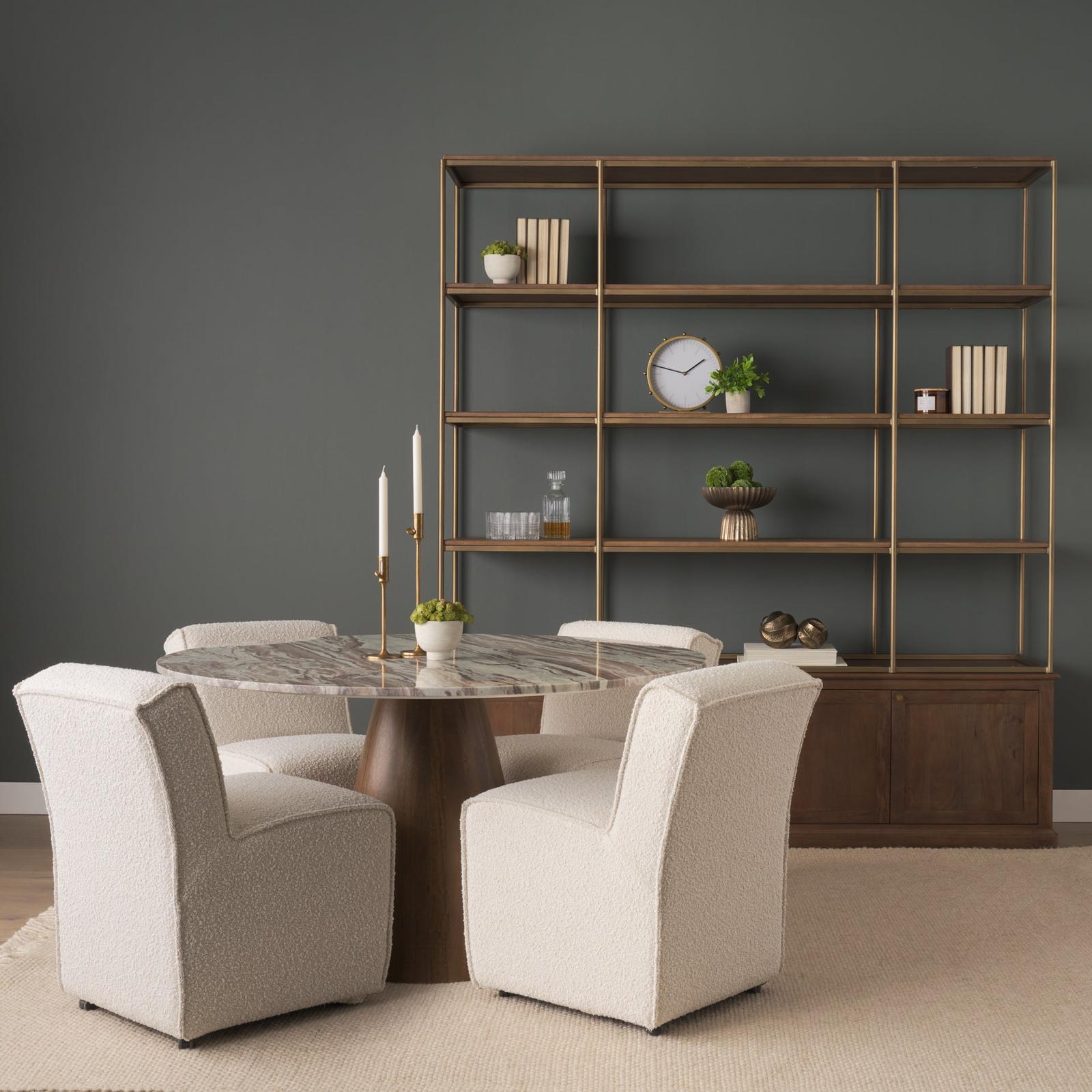 Mercana Allyson Pink Marble Top Dining Table