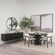 Mercana Darwin Brown Solid Wood Gold Metal Base 4 Cabinet Door Sideboard