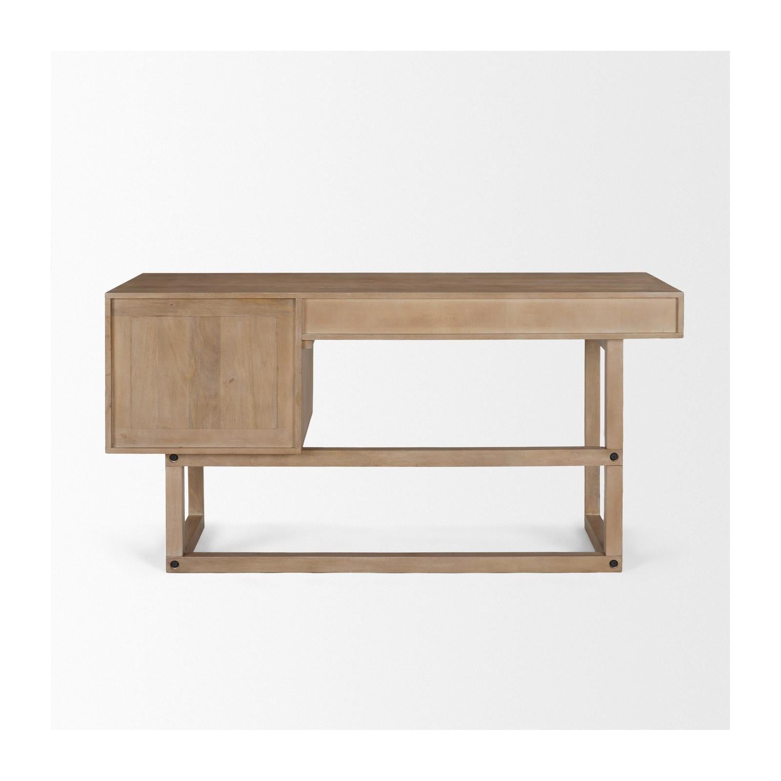 Mercana Grier Solid Wood W/ Black Cane Office Desk