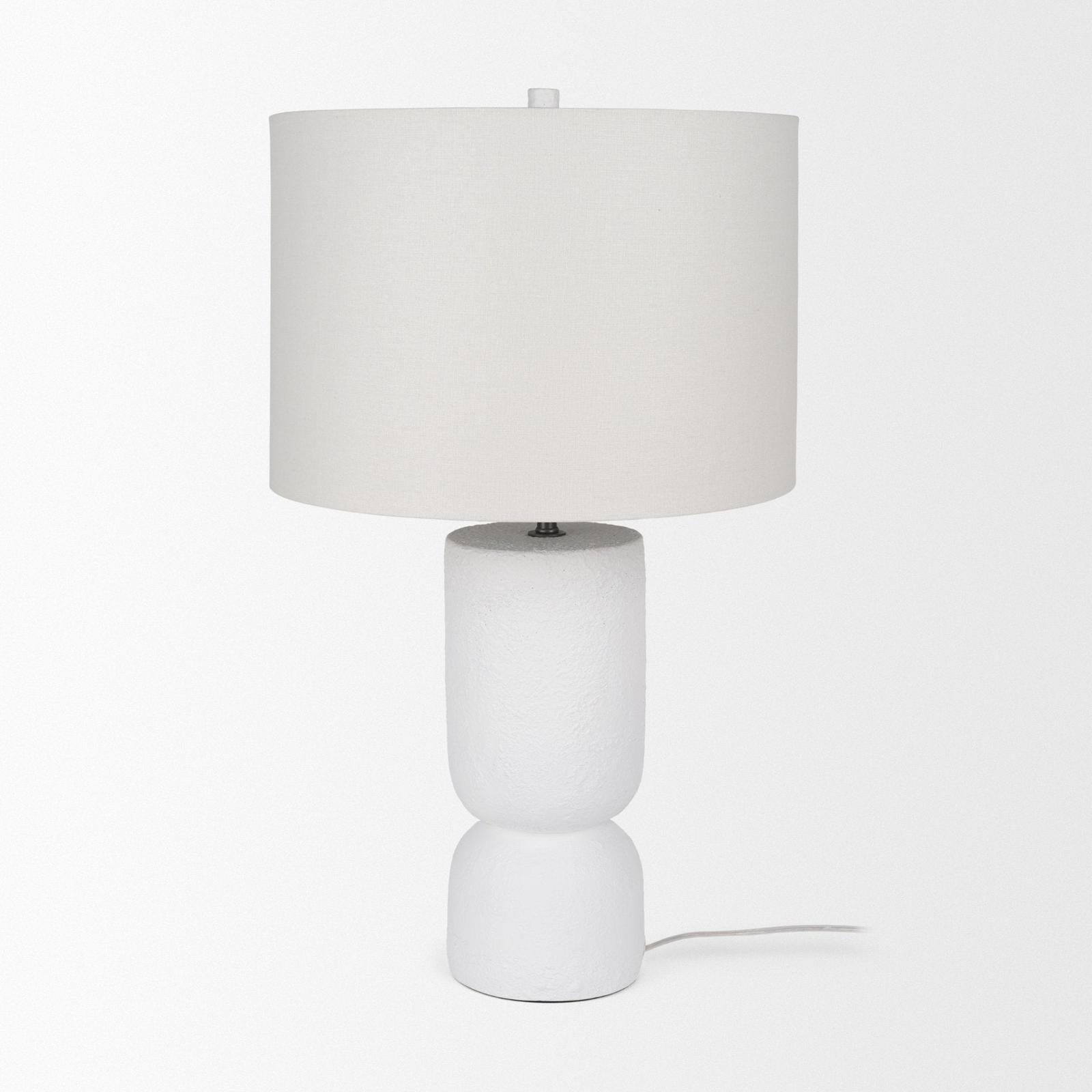 Mercana Everly White Cement W/Beige Shade Table Lamp