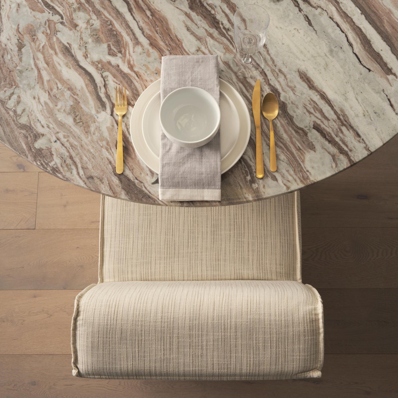 Mercana Damon Fully Upholstered Cream-Toned Fabric Dining Chair on Casters Clearance