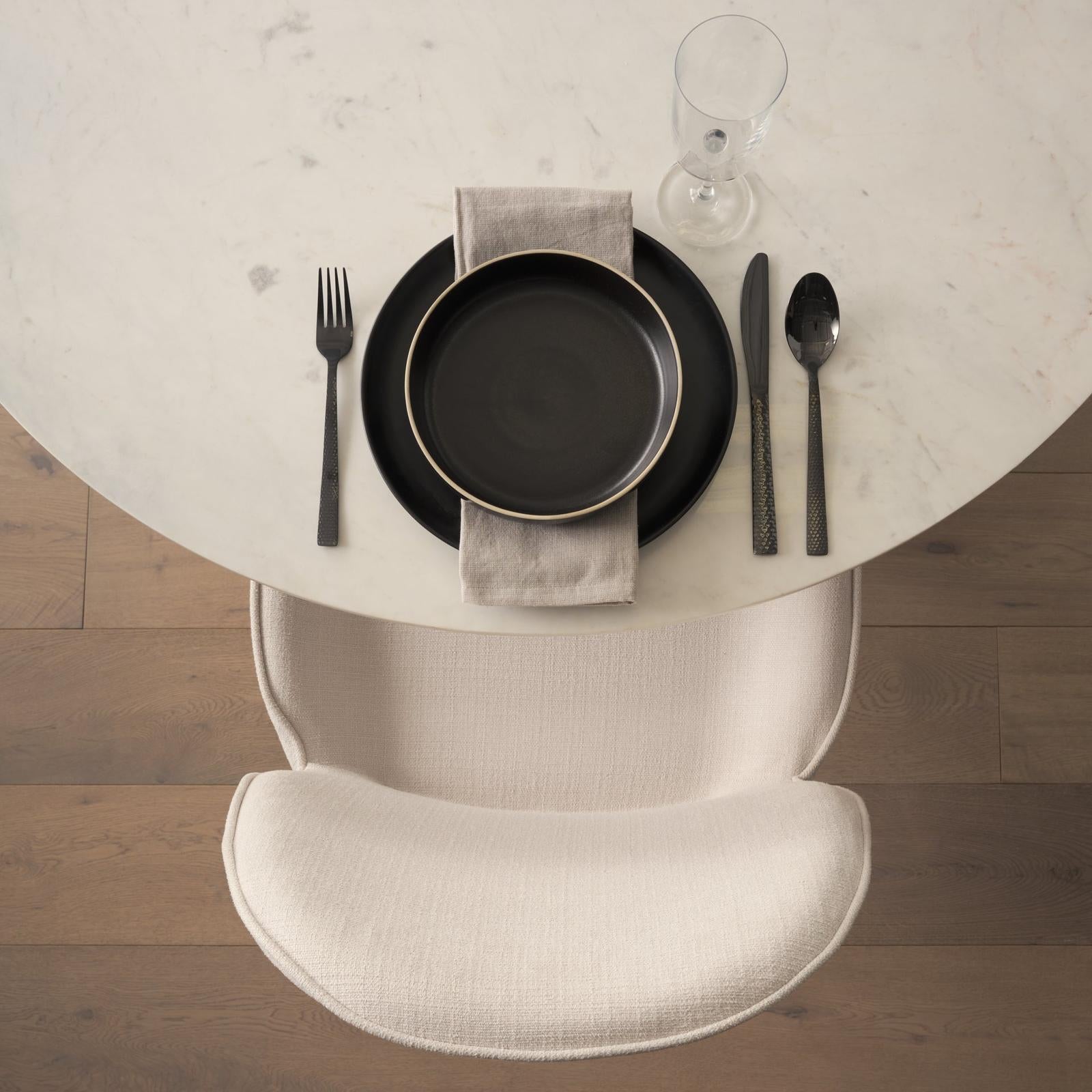 Mercana Inala White Fabric Seat Black Metal Frame Dining Chair