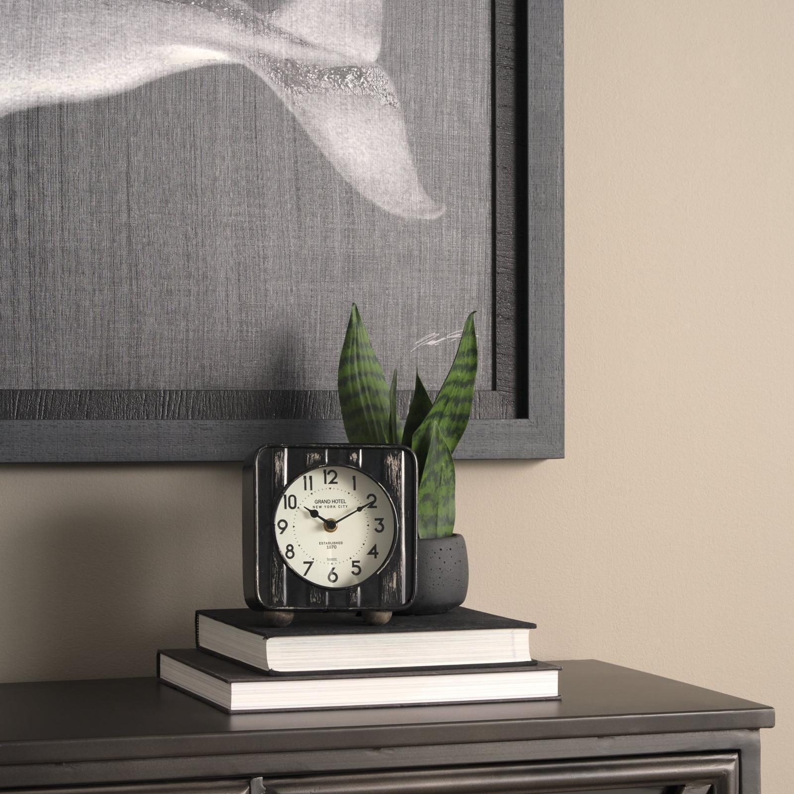 Mercana Karl Rustic Iron Rounded Square Table Clock